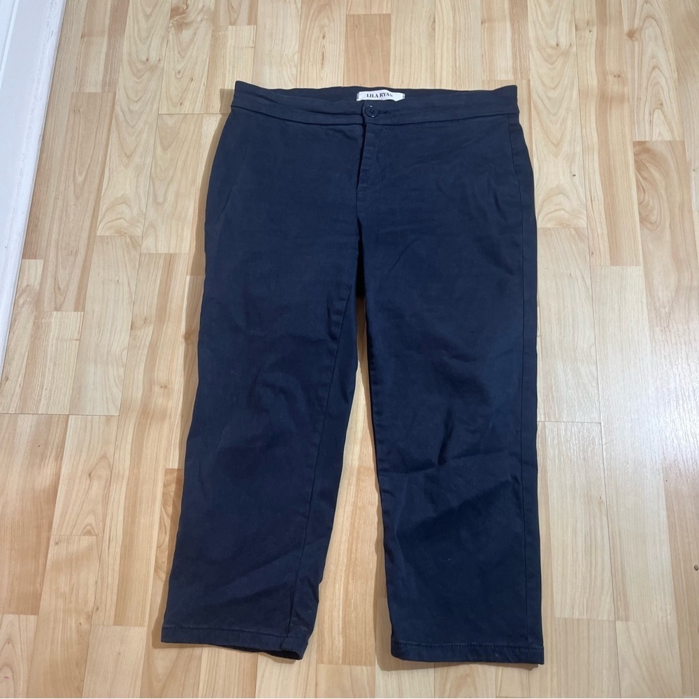 Lila Ryan The Jase Slim Straight Pedal Pusher Brushed Sateen Dark Blue Pants‎ 4P